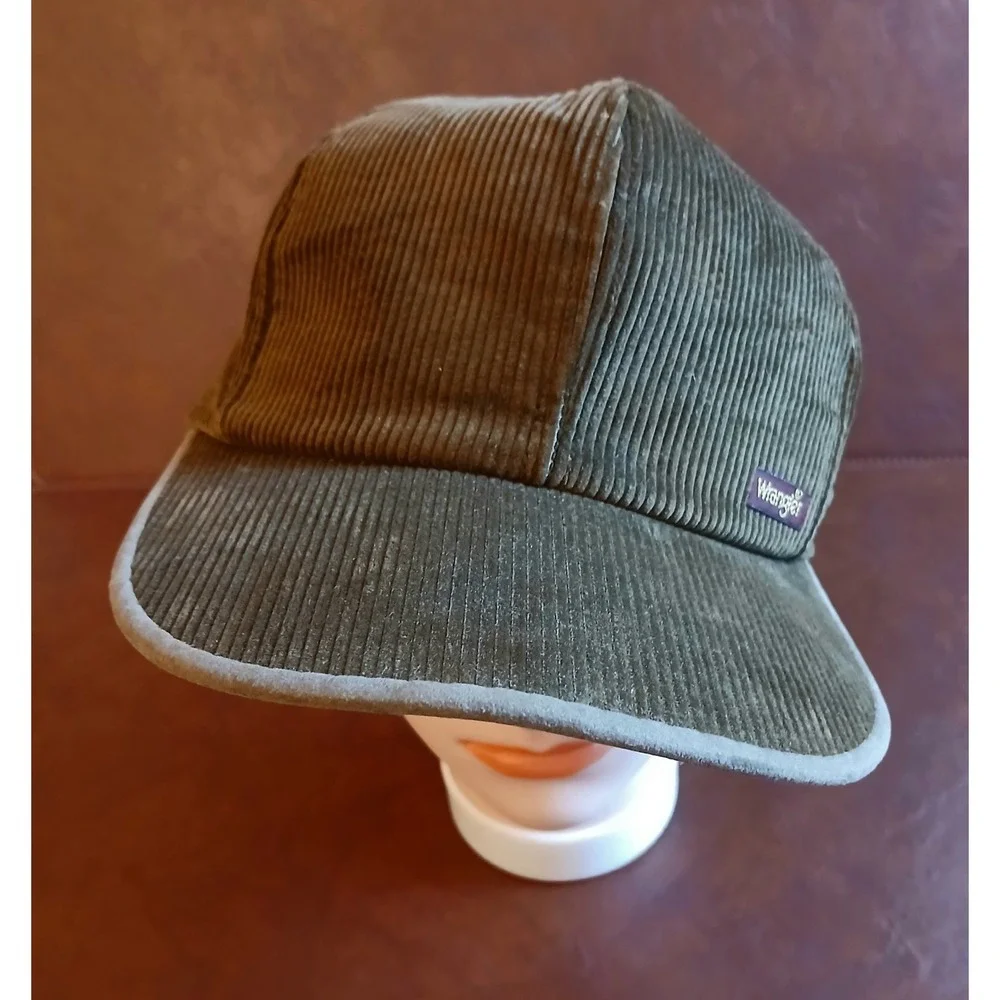 VTG Rare Wrangler Corduroy  5-Panel Adjustable Baseball Cap brown Sz 7 3/8 #1591